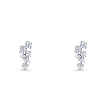 Round Cubic Zirconia 8.9mm Zig Zag Crawler Stud Earring 925 Sterling Silver Wholesale